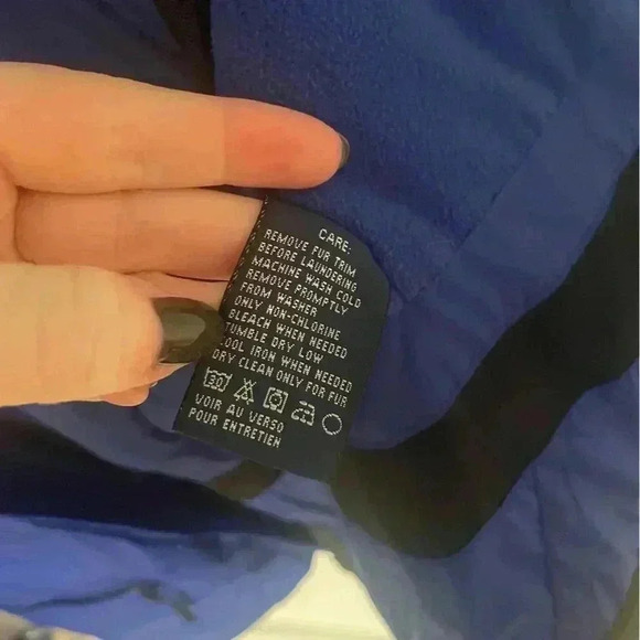 Ralph Lauren Women Large Royal Blue Faux Fur Down Winter Puffer Jacket Coat - Picture 11 of 12